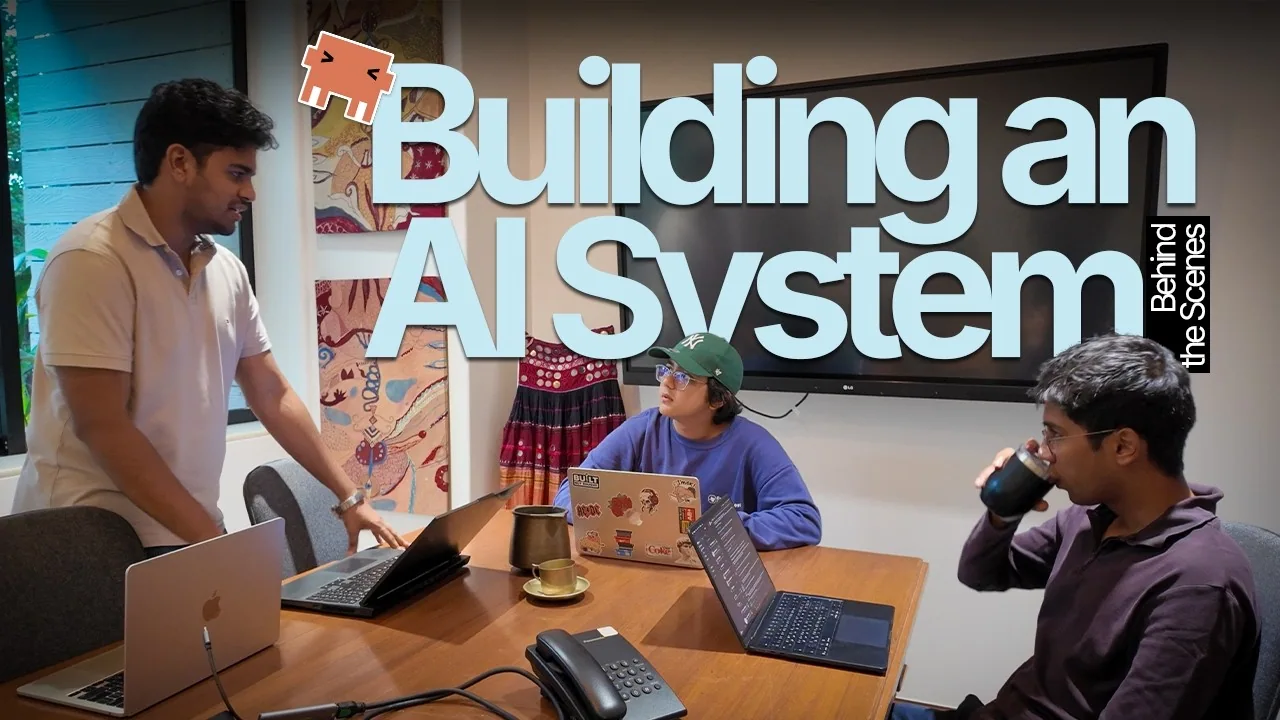 The team working around laptops during a business AI build